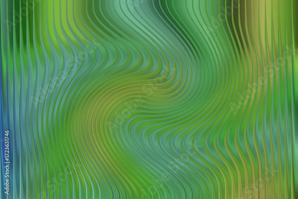 Obraz Illustration of abstract swirling green and blue textured background with vertical lines and a central vortex effect, abstract glass stripe gradient background