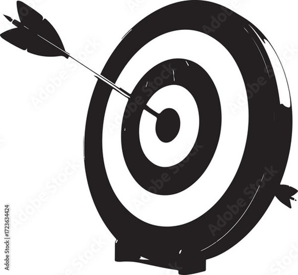 Fototapeta Target with Arrow Hitting Bullseye, Isolated on Vector Illustration