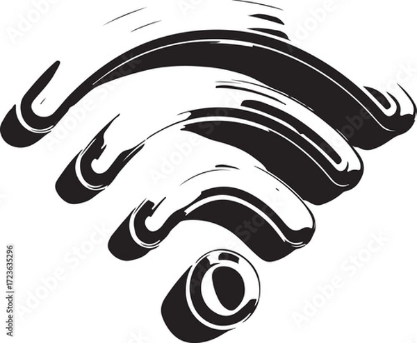 Fototapeta WiFi Signal Icon with Glowing Concentric Rings and Shadow, Isolated on Vector Illustration.