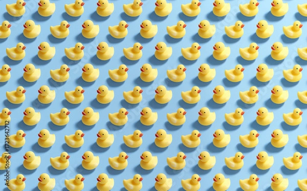 Obraz Yellow Duck Pattern with a light blue background