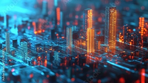 Fototapeta data futuristic analysis of property pricing heatmap minimization