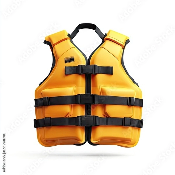 Fototapeta Bright yellow life vest, black straps