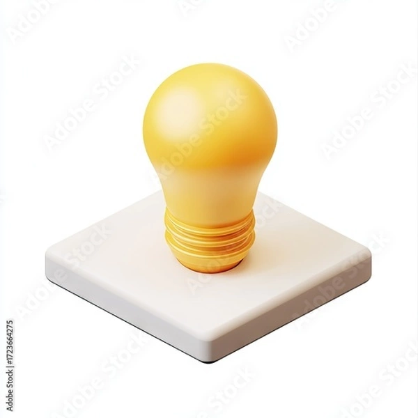 Fototapeta Isometric 3D lightbulb on a square base
