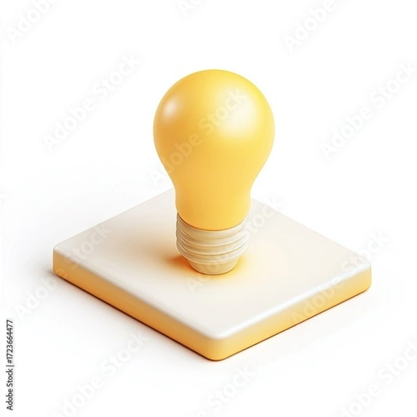 Fototapeta 3D lightbulb icon on a square