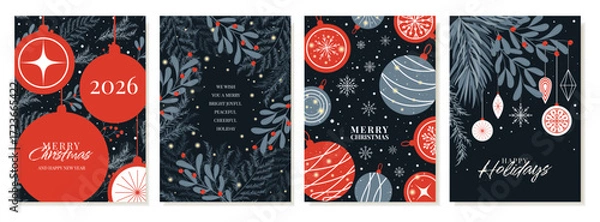 Fototapeta Merry Christmas And Happy New Year Greeting Cards. vector templates with design for covers, posters, greetings, corporate invitations