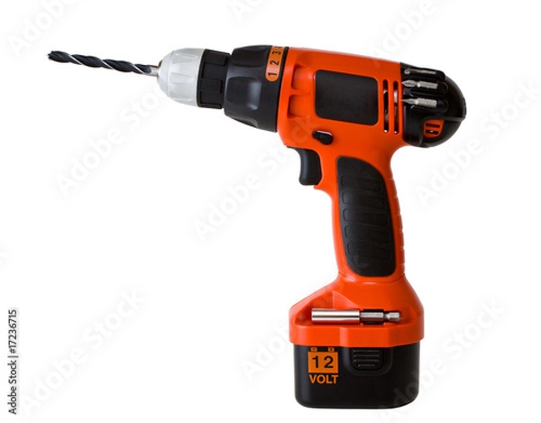 Fototapeta Cordless drill isolated on white