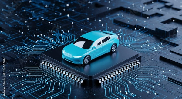 Fototapeta Autonomous Vehicle Chip: AI & Automotive Technology