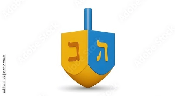 Fototapeta A colorful dreidel with Hebrew letters, a symbol of the Jewish holiday of Hanukkah