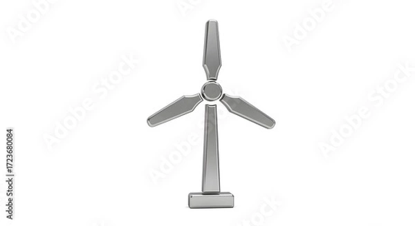 Fototapeta An illustration of a single, metallic wind turbine set against a background 
