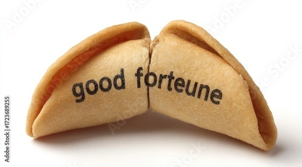 Obraz Fortune cookie halves,  "good fortune" printed