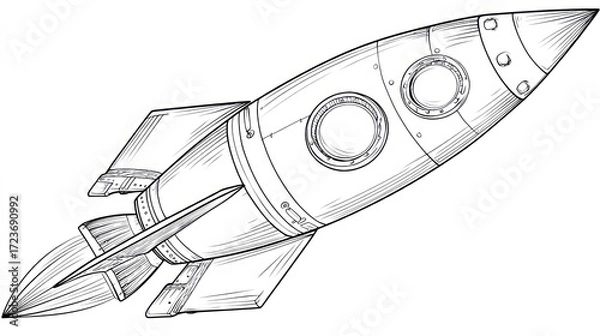 Fototapeta Vintage rocket illustration