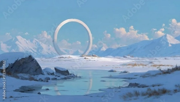 Obraz リング構造の雪山風景