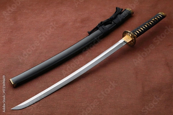 Obraz 日本刀と鞘、美しい刀剣と伝統的な背景