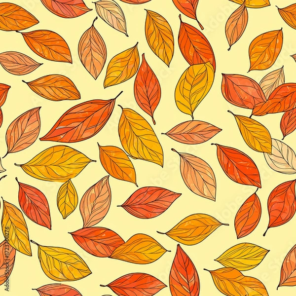 Fototapeta autumn leaves seamless pattern. Generative AI.