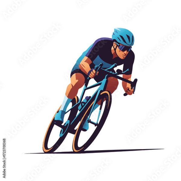 Fototapeta Dynamic Vector Illustration of a Cyclist Cornering at High Speed - Modern Flat Design Art for Race Action and Skill