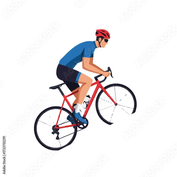 Fototapeta Stylized Vector Illustration of a Cyclist Conquering a Steep Hill Climb - Modern Sports Art for Endurance and Challenge on White
