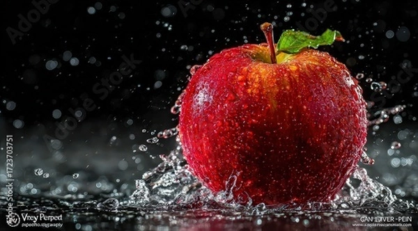 Fototapeta Red Apple Splashing In Water