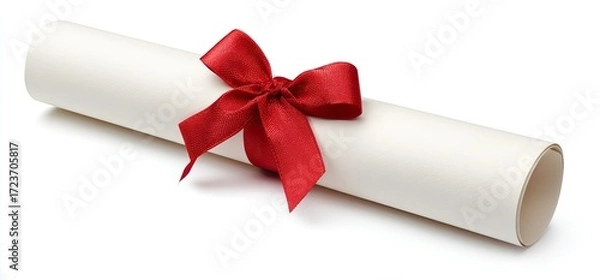 Obraz Rolled-up diploma with red ribbon