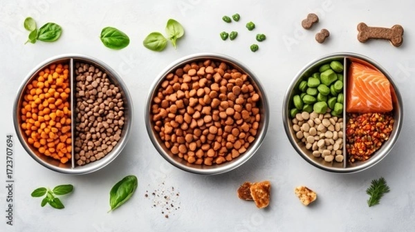 Fototapeta natural dog food with visible chunks of real meat and vegetables