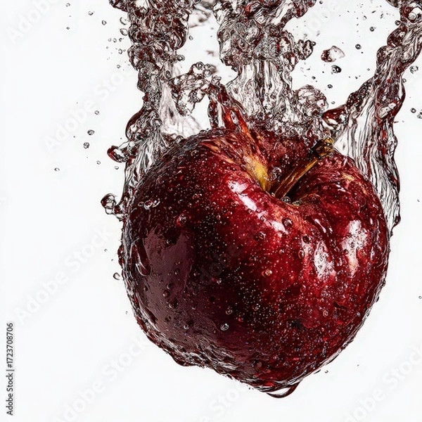 Obraz Red Apple Splashing in Water