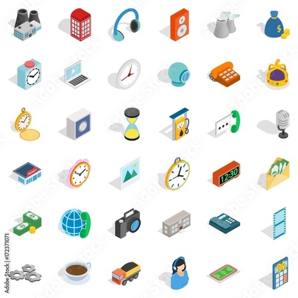 Obraz Mobile icons set, isometric style