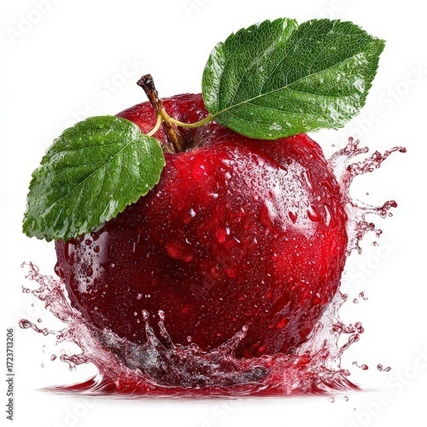 Fototapeta Red Apple Splashing With Water