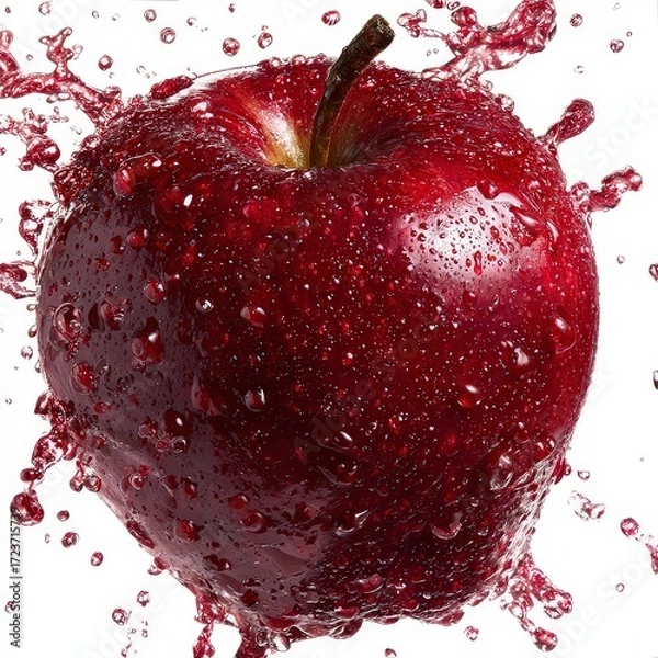 Fototapeta Red Apple With Juice Splash