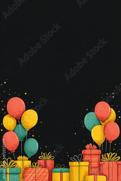 Fototapeta Colorful balloons and gift boxes create a festive atmosphere for celebrations