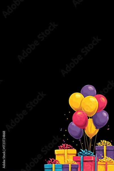 Fototapeta Colorful balloons and gift boxes create a festive atmosphere for celebrations (1)
