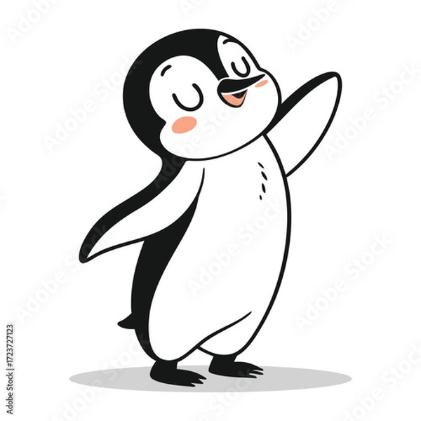 Obraz Adorable Cartoon Penguin Character with Closed Eyes A Cute Illustration