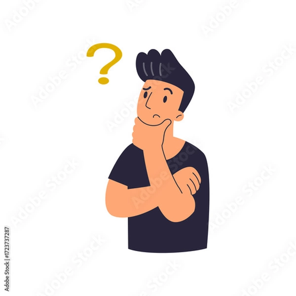 Fototapeta Schoolgirl with questions. Training, education and learning. The child pulls his hand up. Cartoon flat vector illustration isolated on white background