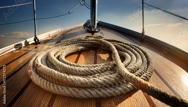 Fototapeta a rope is tied to the side of a boat
