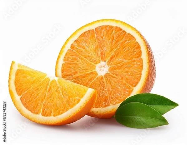 Fototapeta fresh orange slice isolated on white background generative ai