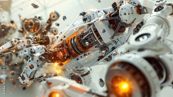 Fototapeta Futuristic mechanical robot arms