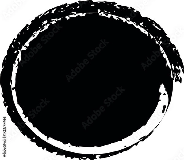 Obraz Solid black circle vector – hand drawn marker stroke round shape filled circle for notes, highlight symbol, abstract graphic design, and minimal decoration