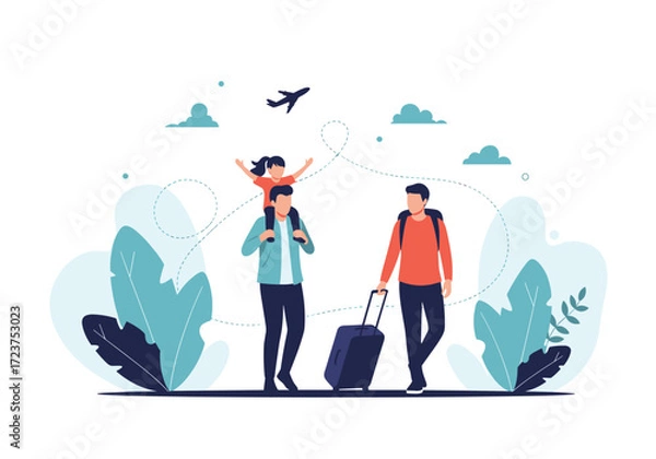 Fototapeta A happy family embarking on a delightful journey together.