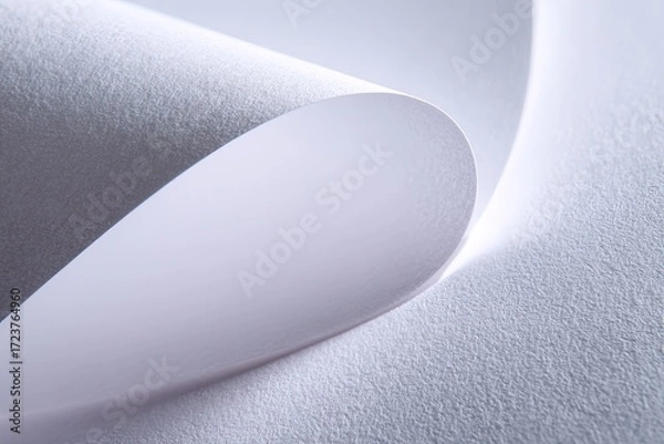 Fototapeta Close-up of creased white paper.  Soft folds and textures are emphasized