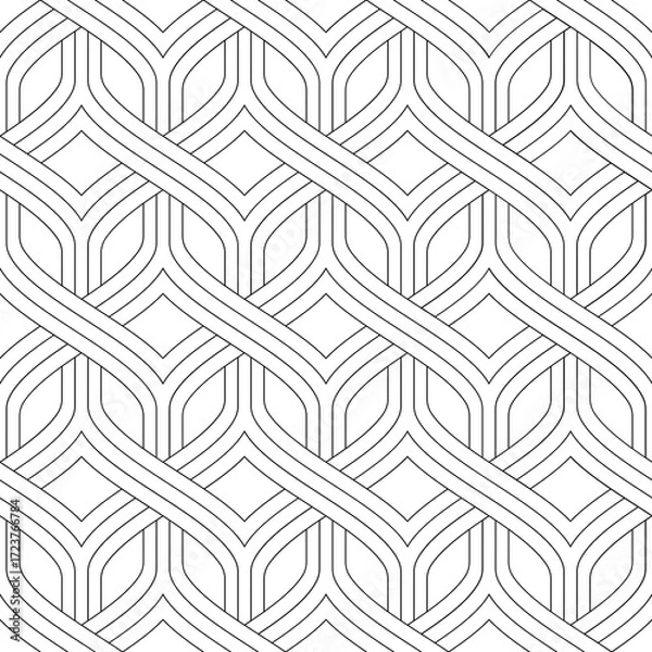 Fototapeta Seamless geometric pattern. Modern geometric background with intersecting wavy strips.