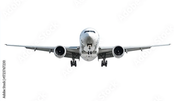 Fototapeta Large passenger jet, front view, isolated