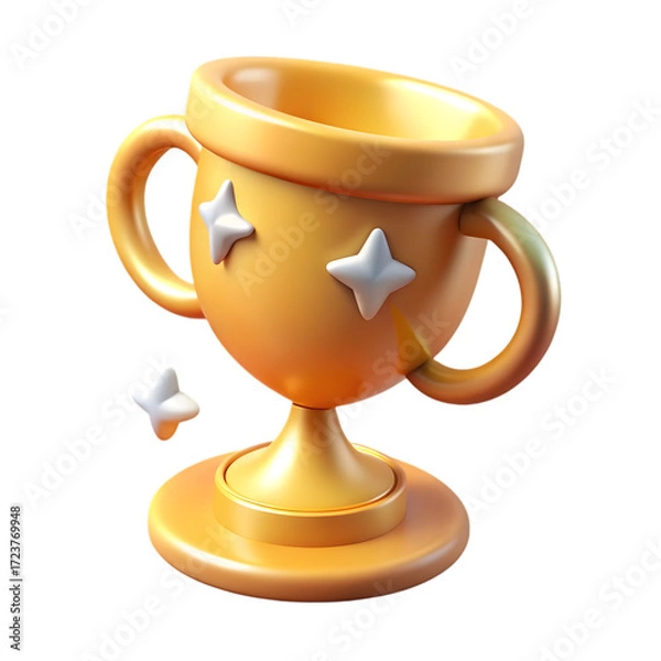 Fototapeta 3d golden trophy with stars isolated on transparent background