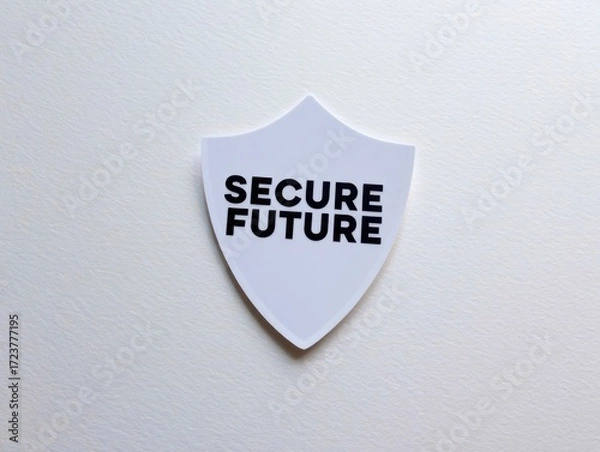 Fototapeta White shield with Secure Future text on textured background