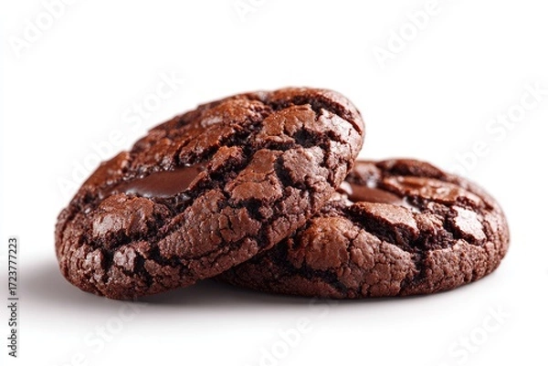 Fototapeta Two chocolate chip cookies stacked, close-up
