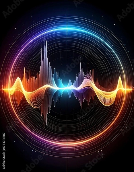 Obraz Abstract circular audio waveform