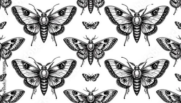 Obraz Black and white moth pattern