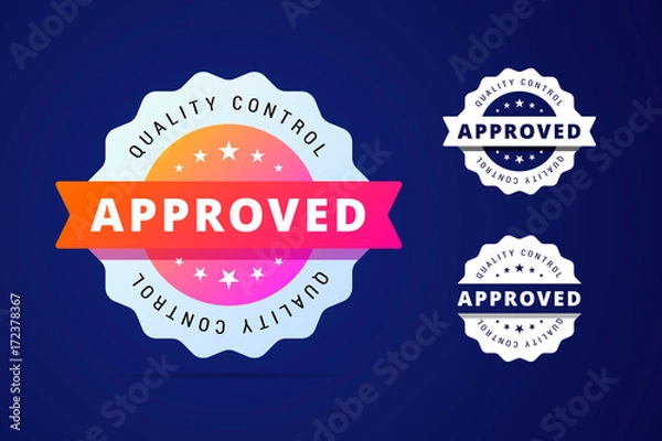 Fototapeta Approved stamp with three color variants - colorfull and simple 