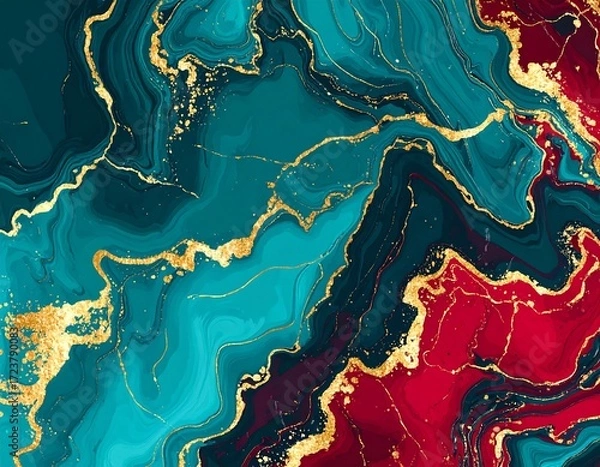 Obraz Abstract fluid art with gold flecks