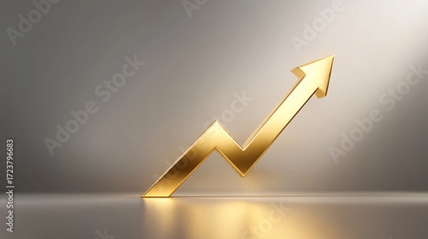 Obraz スポットライトを浴びて上昇する金色の矢印