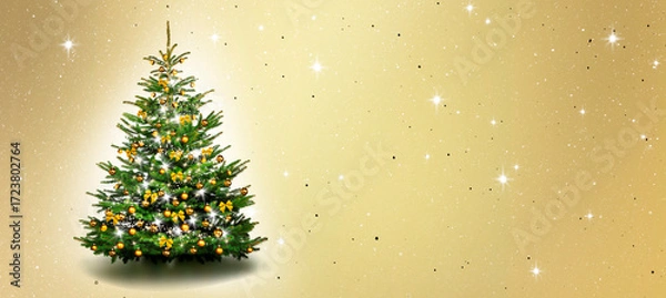 Obraz Golden Dekorierter Weihnachtsbaum,