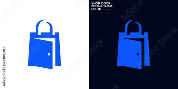 Fototapeta Bag door logo. Shopping, open, closed, shop. Vector icon symbol template EPS 10.