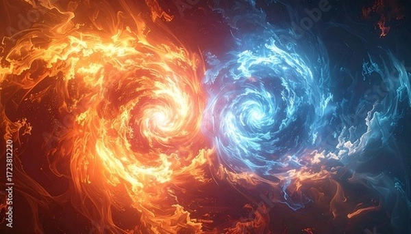 Fototapeta Abstract swirl of fire and ice